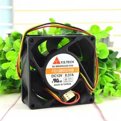 Y.S.TECH FD128032HB 8032 12V 0.37A 8cm Dual Ball Cooling Fan 4200RPM 58.2CFM 45db 40000hours 3-Wire